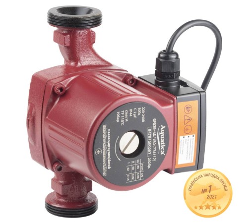 Насос циркуляційний 65Вт Hmax 4м Qmax 63л/хв Ø1½" 180мм+гайки Ø1" AQUATICA (774112)
