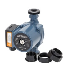Насос циркуляційний 100Вт Hmax 6м Qmax 75л/хв Ø1 1/2" 180мм+гайки Ø1" WETRON (774532)