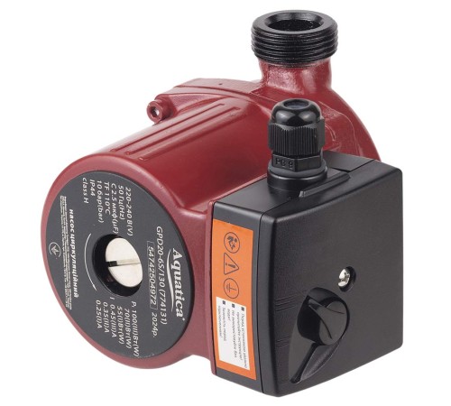 Насос циркуляційний 100Вт Hmax 6м Qmax 75л/хв Ø1" 130мм+гайки Ø¾" AQUATICA (774131)