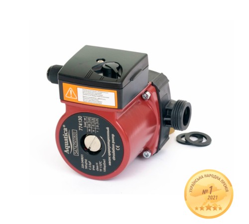 Насос циркуляційний 100Вт Hmax 6м Qmax 75л/хв Ø1" 130мм (пластик)+гайки Ø¾" AQUATICA (774130)