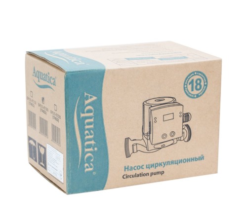 Насос циркуляційний з термодатчиком 65Вт Hmax 4м Qmax 63л/хв Ø1½" 130мм+гайки Ø1" AQUATICA (774013)
