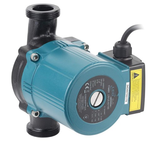 Насос циркуляційний 200Вт Hmax 8м Qmax 120л/хв Ø1½" 180мм+гайки Ø1" LEO 3.0 LRP25-80/180 (774451)