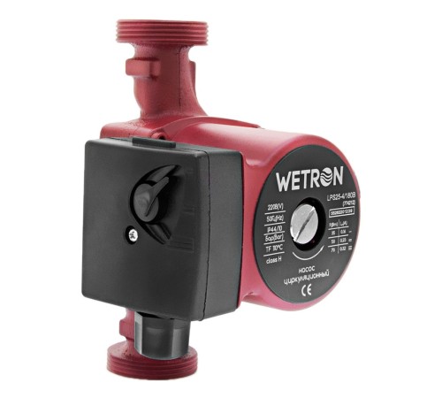 Насос циркуляційний 75Вт Hmax 4м Qmax 40л/хв Ø1½" 180мм бордо+гайки Ø1" WETRON LР525–4/180В (774212)