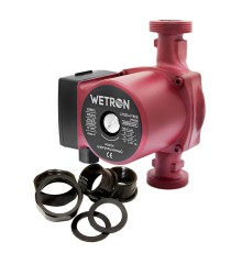 Насос циркуляційний 75Вт Hmax 4м Qmax 40л/хв Ø1½" 180мм бордо+гайки Ø1" WETRON LР525–4/180В (774212)