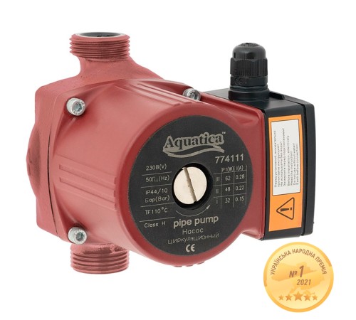 Насос циркуляційний 130Вт Hmax 7м Qmax 87л/хв Ø2" 180мм + гайки Ø1¼" AQUATICA (774140)