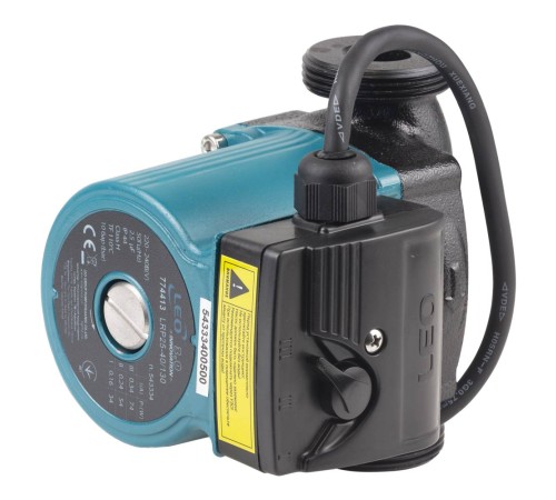 Насос циркуляційний 74Вт Hmax 4м Qmax 52л/хв Ø1½" 130мм+гайки Ø1" LEO 3.0 LRP25-40/130 (774413)