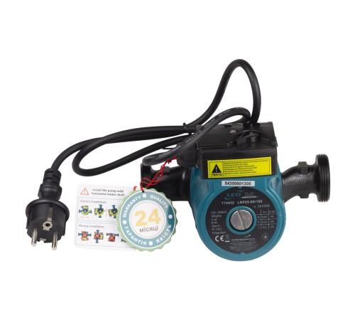 Насос циркуляційний 96Вт Hmax 6м Qmax 66л/хв Ø1½" 180мм+гайки Ø1" LEO 3.0 LRP25-60/180 (774432)
