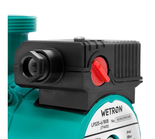 Насос циркуляційний 100Вт Hmax 6м Qmax 50л/хв Ø1½" 180мм Ø1 WETRON LPS25-6/180G (774332)