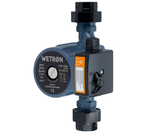 Насос циркуляційний 65Вт Hmax 4м Qmax 63л/хв Ø1 1/2" 180мм + гайки Ø1" WETRON (774512)