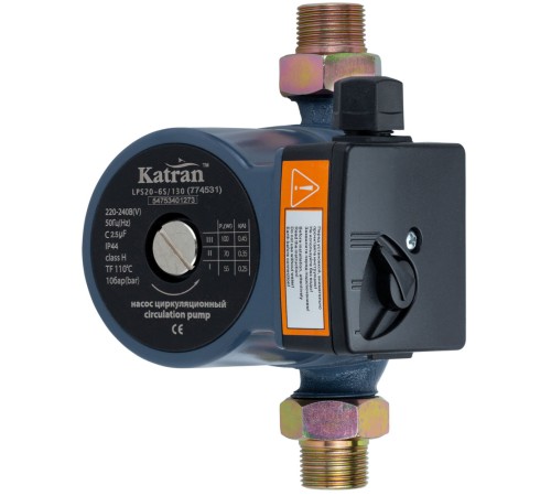 Насос циркуляційний 100Вт Hmax 6м Qmax 75л/мин Ø1" 130мм + гайки Ø3/4" WETRON (774531)