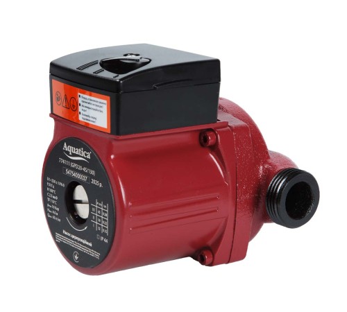 Насос циркуляційний 65Вт Hmax 4м Qmax 63л/хв Ø1" 130мм+гайки Ø¾" AQUATICA (774111)