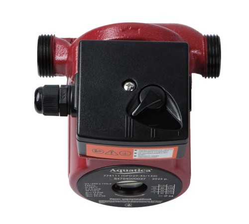 Насос циркуляційний 65Вт Hmax 4м Qmax 63л/хв Ø1" 130мм+гайки Ø¾" AQUATICA (774111)