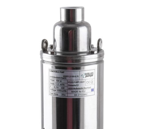 Насос свердловинний шнековий VOLKS pumpe 4QGD1,2-100-0,75кВт 4 дюйми +кабель 15м