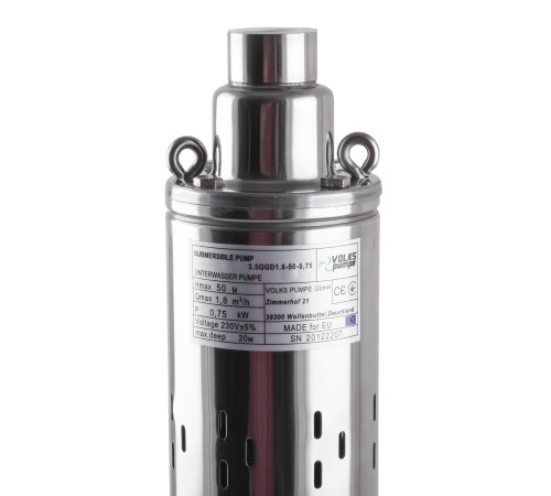 Насос свердловинний шнековий VOLKS pumpe 3,5 QGD 1,8-50-0,75кВт 3,5 дюйми + кабель 15м